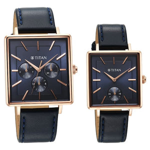 Titan Bandhan Black Dial Leather Strap Watch for Couple 9400594205WL01 - KRISHNA WATCH COMPANY