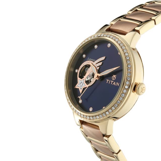 Titan Stellar by Titan Blue Dial Automatic Watch for Women 95084KM01