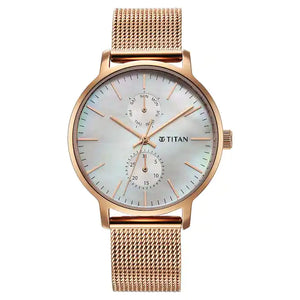 Titan Workwear Slimline Mother Of Pearl Dial Stainless Steel Strap Watch for Women 95143WM01 - KRISHNA WATCH COMPANY