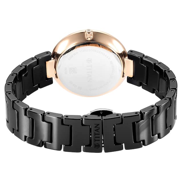 Titan Purple Ceramics Black Dial Watch for Women - 95189KC02