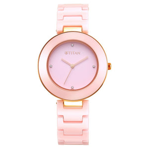 Titan Titan Purple Ceramics Pink Dial Ceramic Strap Watch for Women 95189KC03 - KRISHNA WATCH COMPANY