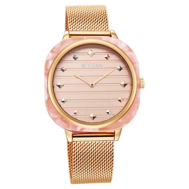 TITAN Glitz Rose Gold Dial Stainless Steel Strap Watch for Men 95212KM01 - KRISHNA WATCH COMPANY