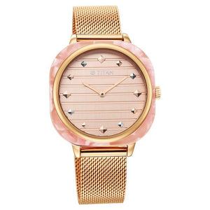 TITAN Glitz Rose Gold Dial Stainless Steel Strap Watch for Men 95212KM01 - KRISHNA WATCH COMPANY