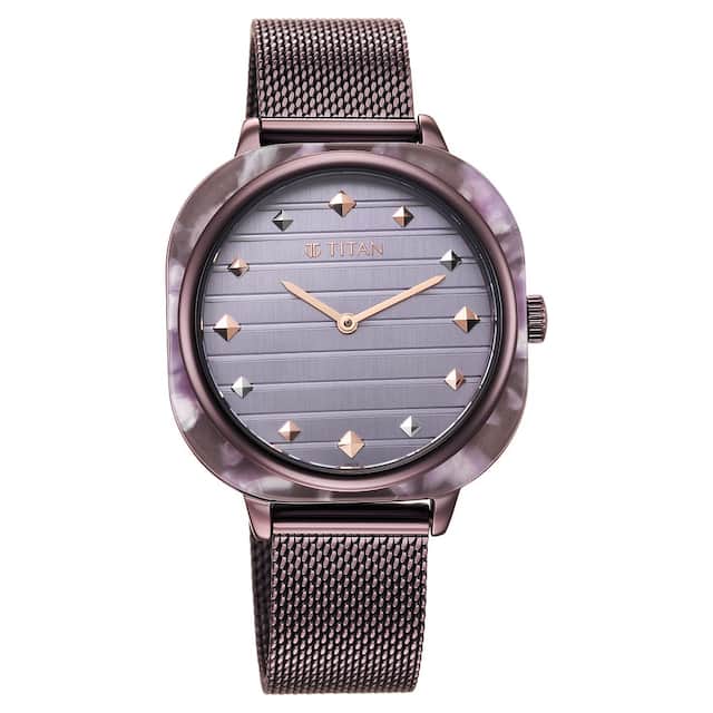 TITAN Glitz Purple Dial Stainless Steel Strap Watch for Women 95212KM02 / NS95212KM02 - KRISHNA WATCH COMPANY