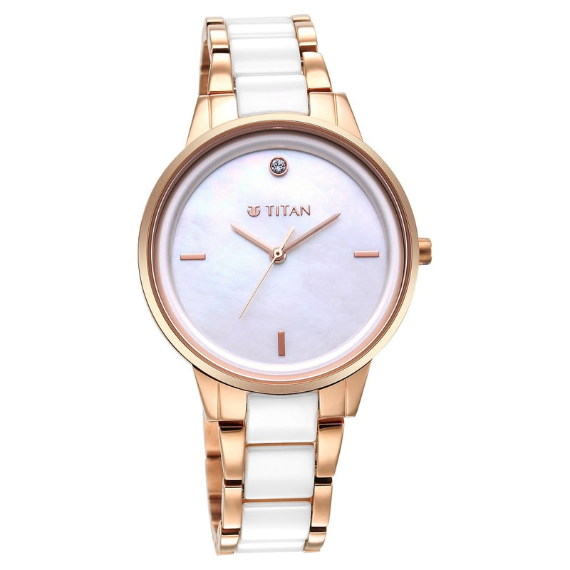 Titan Purple Ceramics Mother Of Pearl Dial Steel & Ceramic Strap Watch for Women 95213KD01 - KRISHNA WATCH COMPANY