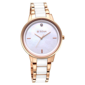 Titan Purple Ceramics Mother Of Pearl Dial Steel & Ceramic Strap Watch for Women 95213KD01 - KRISHNA WATCH COMPANY