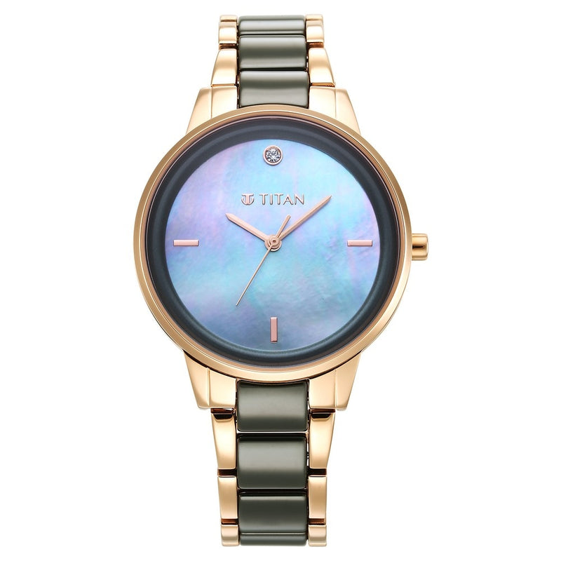 Titan Purple Ceramics Green Dial Steel & Ceramic Strap Watch for Women 95213KD04 / NS95213KD04 - KRISHNA WATCH COMPANY