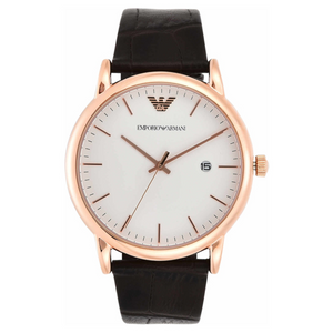 Emporio Armani Three-Hand Date Brown Leather Watch - AR2502 - KRISHNA WATCH COMPANY