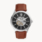 FOSSIL 48mm Flynn Automatic Brown Leather Watch BQ2386