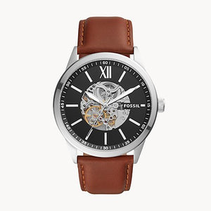 FOSSIL 48mm Flynn Automatic Brown Leather Watch BQ2386 - KRISHNA WATCH COMPANY