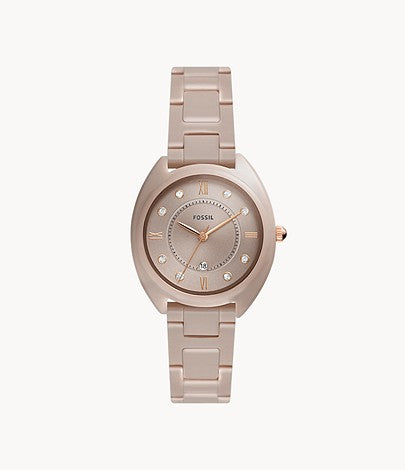 FOSSIL Gabby Three-hand Date Salted Caramel Stainless Steel And Ceramic Watch CE1110 - KRISHNA WATCH COMPANY