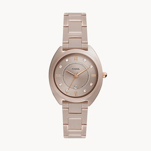 FOSSIL Gabby Three-hand Date Salted Caramel Stainless Steel And Ceramic Watch CE1110 - KRISHNA WATCH COMPANY