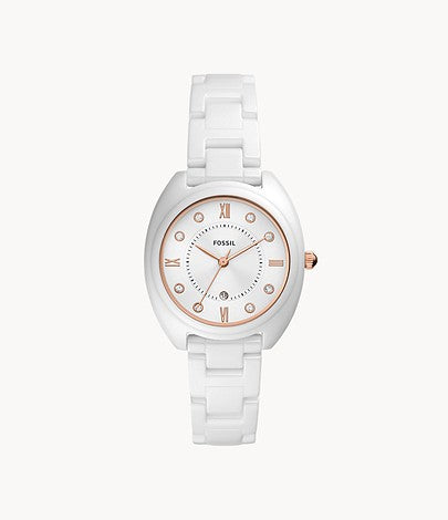 Gabby Three-Hand Date White Stainless Steel and Ceramic Watch CE1115