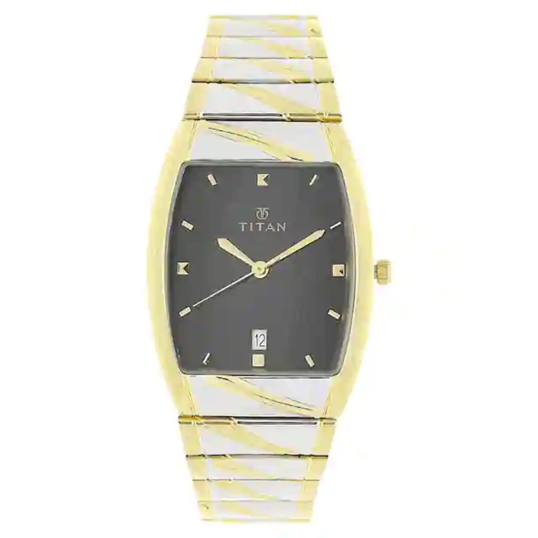 Titan Black Dial Silver Stainless Steel Strap Watch  9315BM02