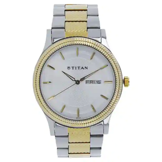 Titan Silver Dial Two Toned Stainless Steel Strap Watch 1650BM03