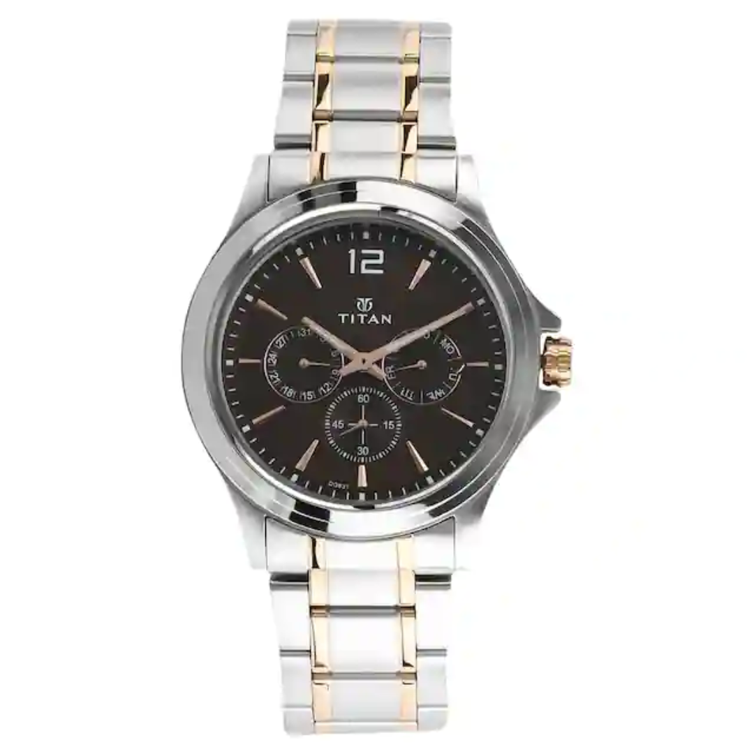 Titan Workwear Watch with Brown Dial & Stainless Steel Strap NP1698KM01 (DG831)
