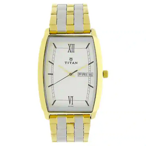 Titan White Dial Two Toned Stainless Steel Strap Watch NP1737BM01 (DG395) - KRISHNA WATCH COMPANY