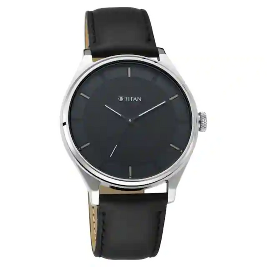 Titan Men's Minimalist Zen Watch: Sleek Leather Strap with Contrast Hands  1802SL11