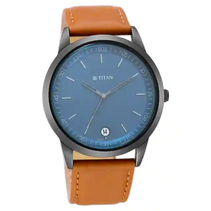 Titan Workwear Watch with Blue Dial & Leather Strap 1806NL03 - KRISHNA WATCH COMPANY