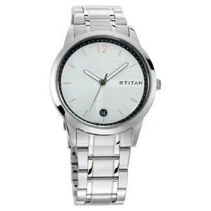 Titan Workwear Watch with White Dial & Stainless Steel Strap - 1806SM01 - KRISHNA WATCH COMPANY