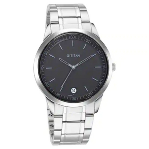 Titan Workwear Watch with Black Dial & Metal Strap - 1806SM02 - KRISHNA WATCH COMPANY