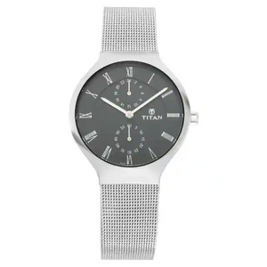 Titan Workwear Watch with Black Dial & Metal Strap NP95068SM01 - KRISHNA WATCH COMPANY