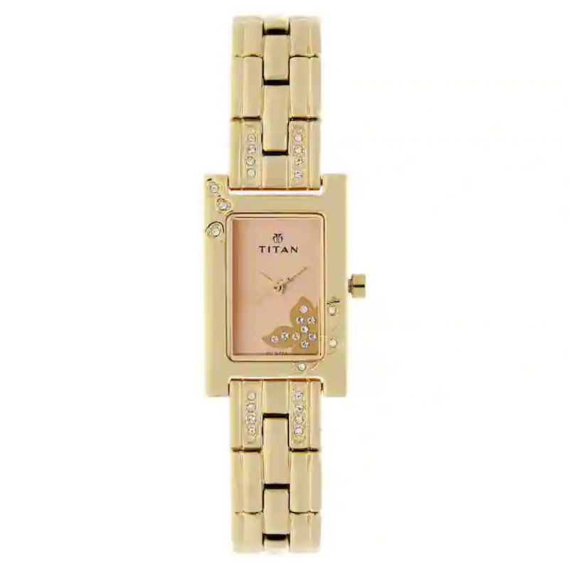 Titan Rose Gold Dial Rose Gold Metal Strap Watch NP9716WM01 (DD935A) - KRISHNA WATCH COMPANY