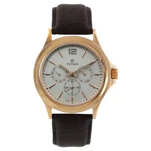 Titan Workwear Watch with White Dial & Leather Strap NQ1698WL01 - KRISHNA WATCH COMPANY
