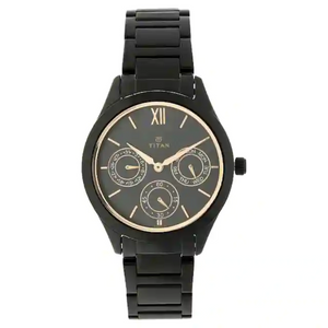 Titan Black Dial Black Stainless Steel Strap Watch - 2570NM01 - KRISHNA WATCH COMPANY