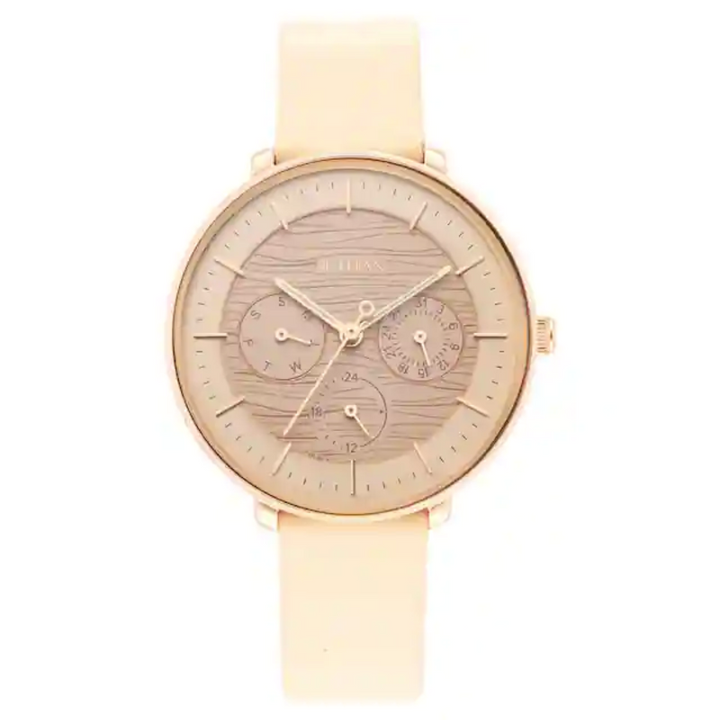 Titan Workwear Rose Gold Dial Red Leather Strap Watch 2651WL03 - KRISHNA WATCH COMPANY