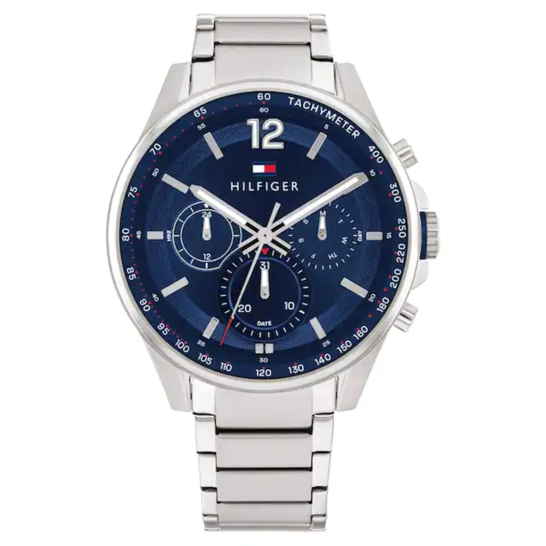 Tommy Hilfiger Blue Dial Stainless Steel Strap Watch for Men TH1791973 - KRISHNA WATCH COMPANY