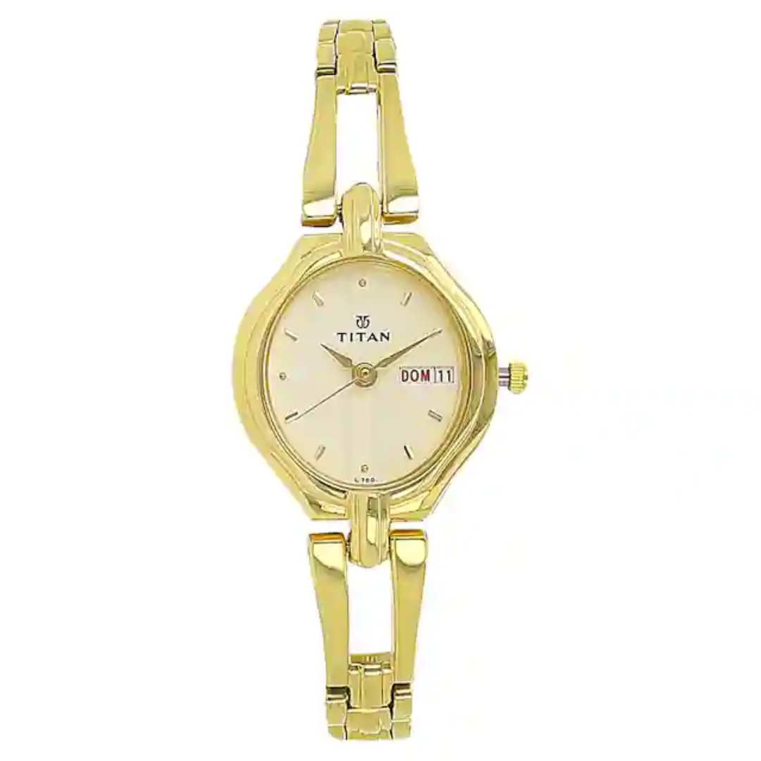 White Dial Golden Stainless Steel Strap Watch NP2345YM01