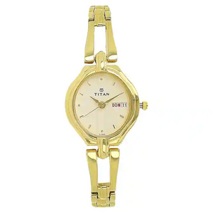 Titan White Dial Golden Stainless Steel Strap Watch NP2345YM01 - KRISHNA WATCH COMPANY