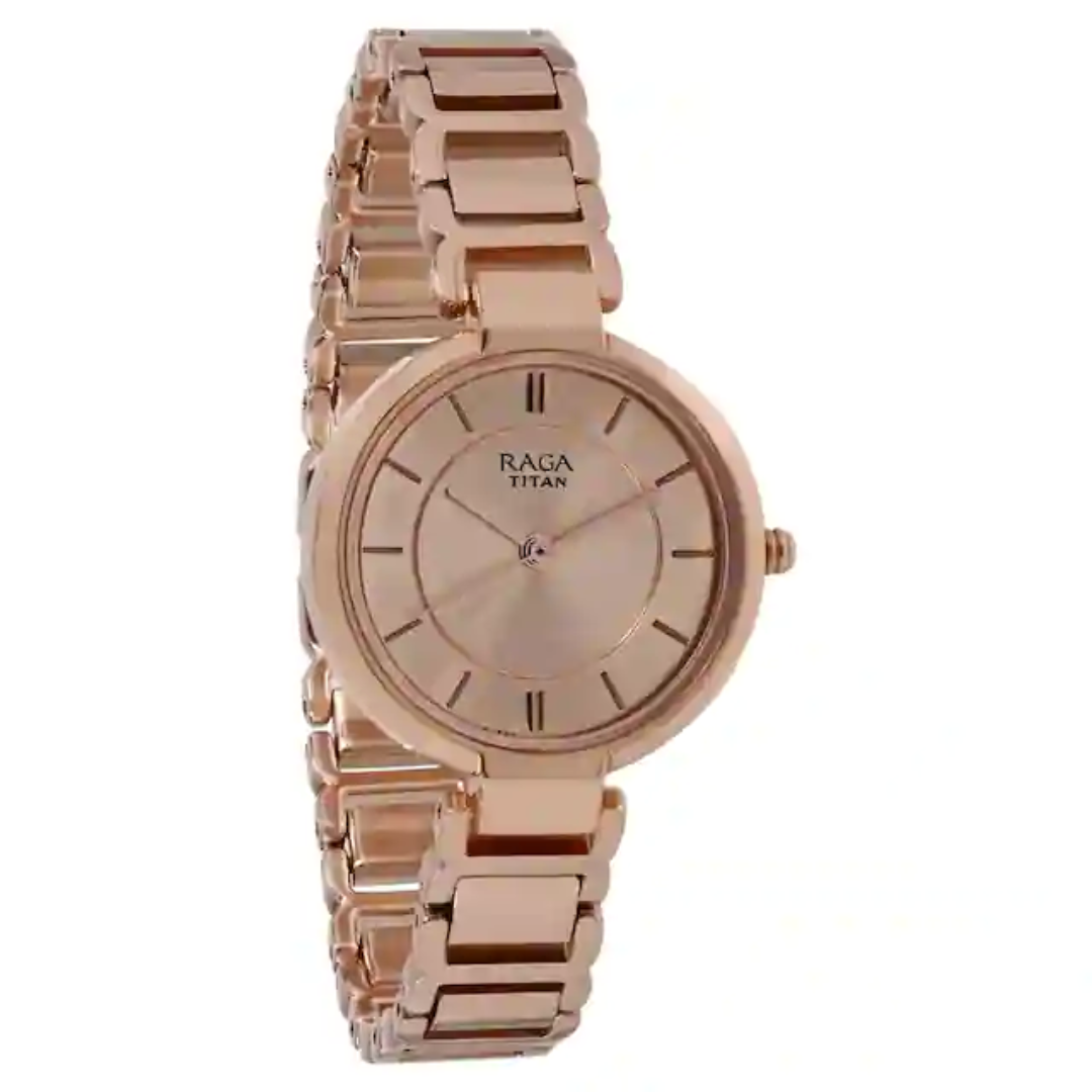Titan Raga Viva Rose Gold Dial Metal Strap Watch 2608WM01