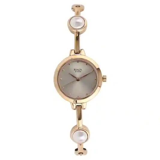 Titan Raga Grey Dial Rose Gold Metal Strap Watch 2576WM01