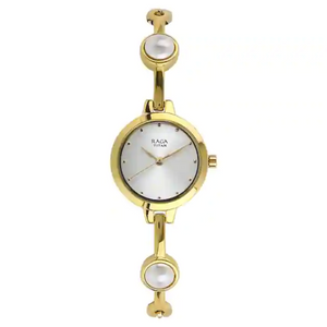 Titan Raga White Dial Golden Metal Strap Watch 2576YM01 - KRISHNA WATCH COMPANY