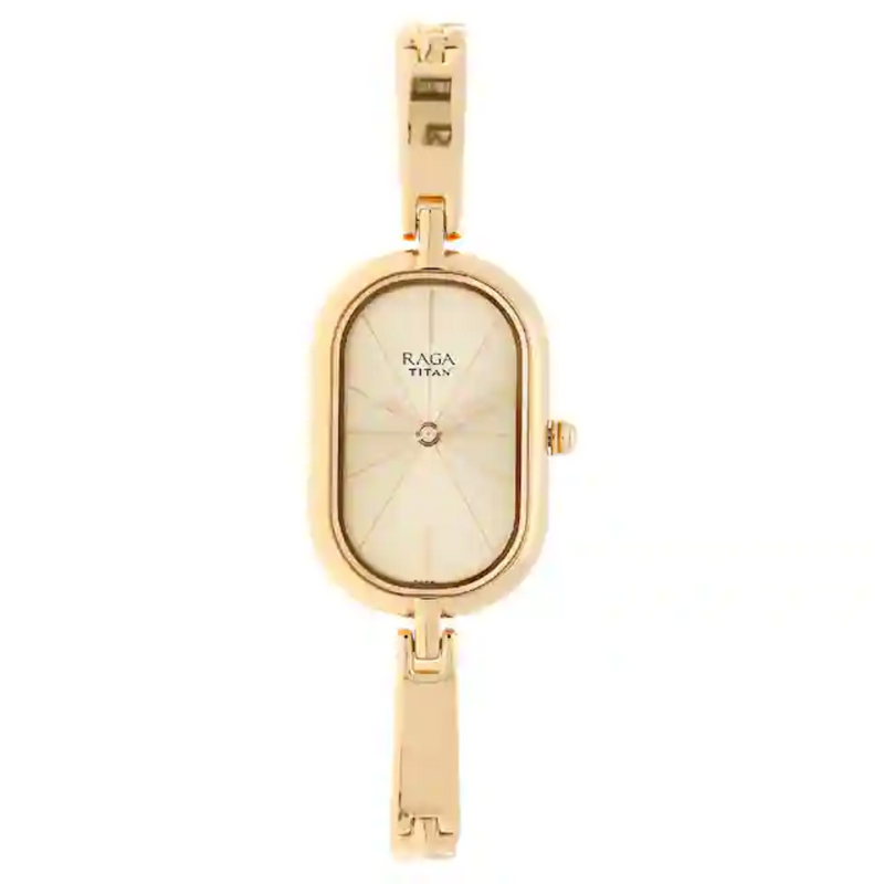 Titan Raga Viva Rose Gold Dial Metal Strap Watch 2577WM01