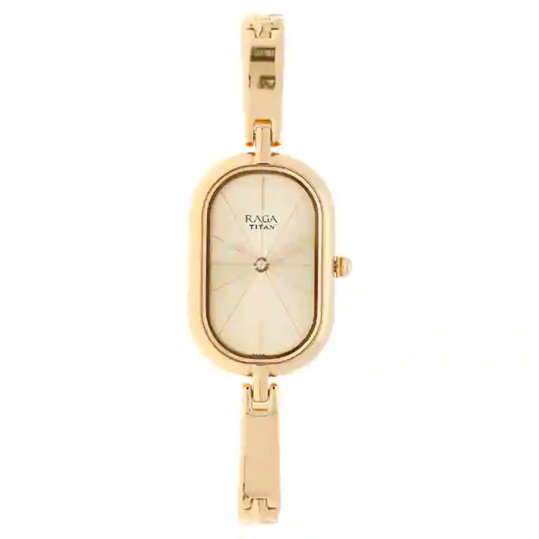 Titan Raga Viva Rose Gold Dial Metal Strap Watch 2577WM01
