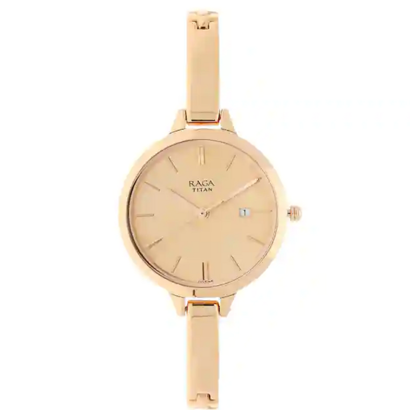 Titan Raga Viva Rose Gold Dial Metal Strap Watch 2578WM01