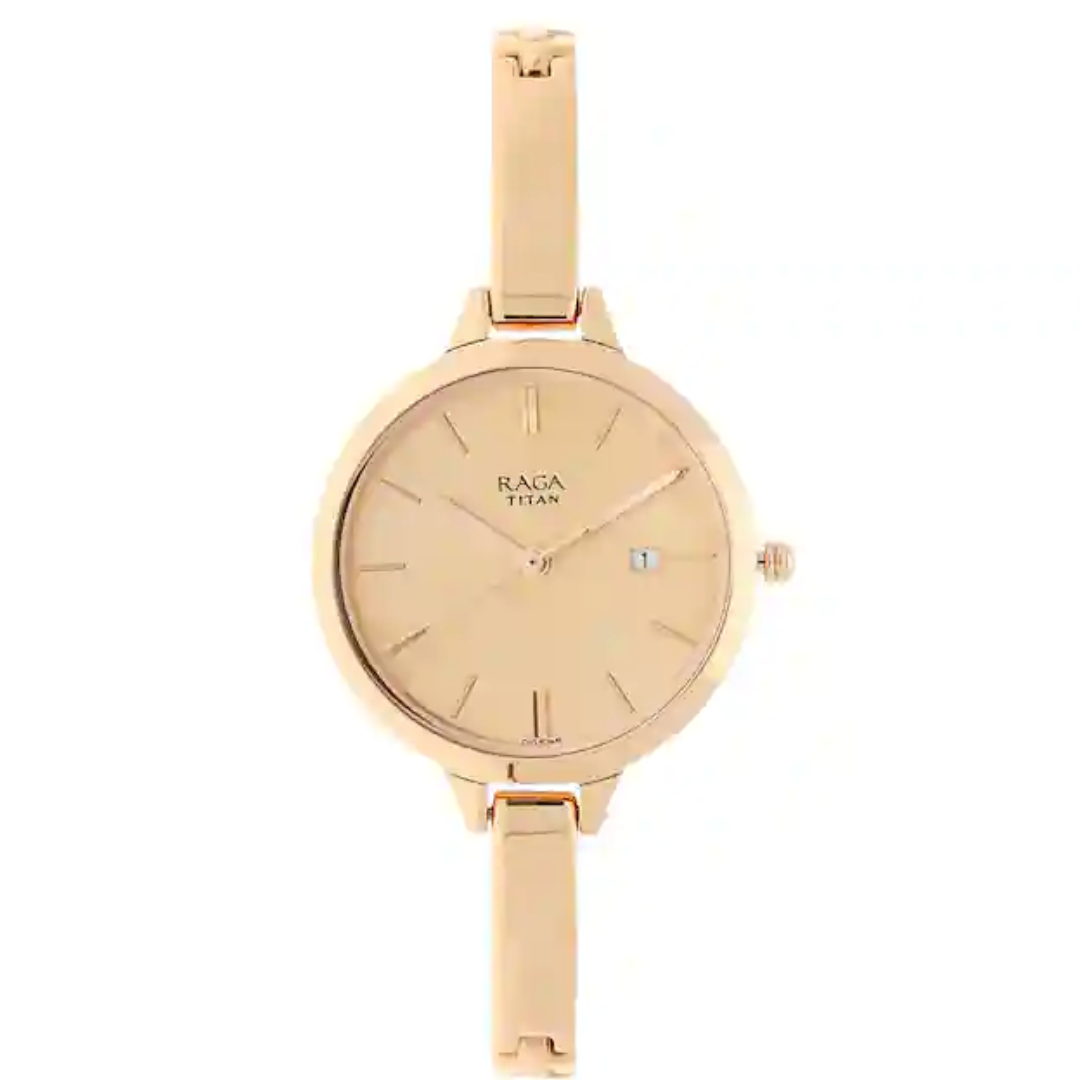 Titan Raga Viva Rose Gold Dial Metal Strap Watch 2578WM01