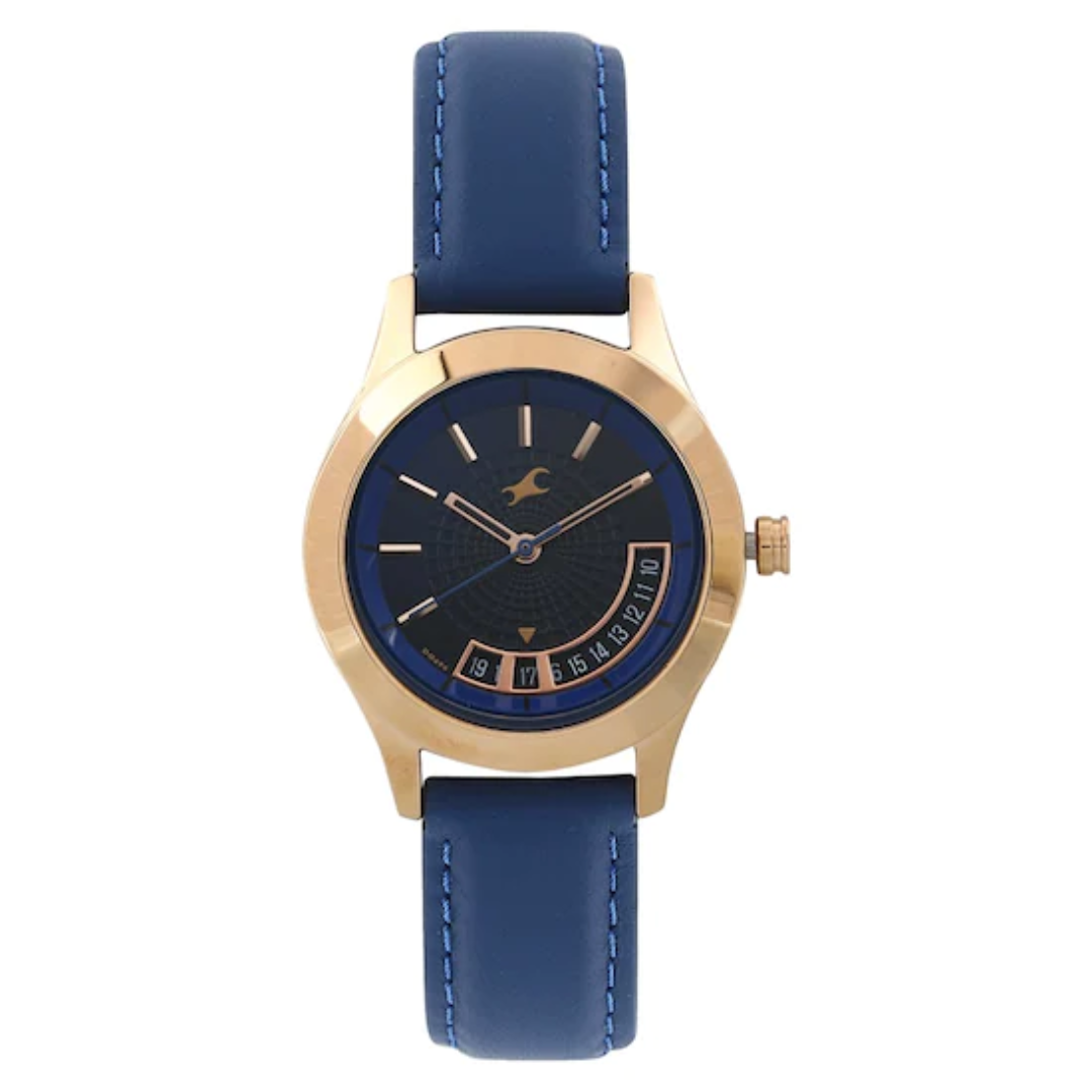 ALL NIGHTERS BLUE DIAL LEATHER STRAP WATCH NN6165WL01 (DG696)