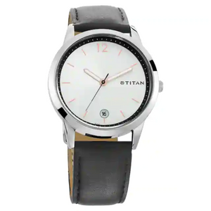 Titan Workwear Watch with Silver Dial & Leather Strap NP1806SL01 (DJ167) - KRISHNA WATCH COMPANY