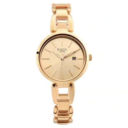 Titan Raga Viva Rose Gold Dial Metal Strap Watch 2642WM01