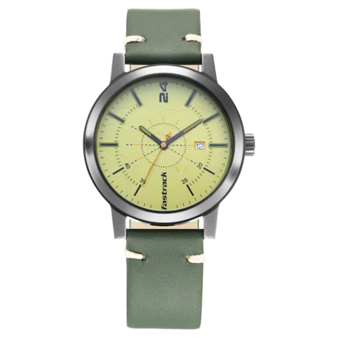TRIPSTER LIGHT GREEN DIAL LEATHER STRAP WATCH NP3245NL01 (DK609)