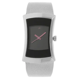 BLACK DIAL SILVER METAL STRAP WATCH NP6093SM01 - KRISHNA WATCH COMPANY