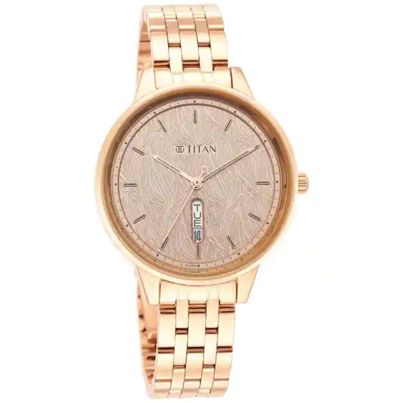 Titan Workwear Rose Gold Dial Red Stainless Steel Strap Watch 2648WM01 - KRISHNA WATCH COMPANY