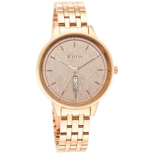 Titan Workwear Rose Gold Dial Red Stainless Steel Strap Watch 2648WM01 - KRISHNA WATCH COMPANY