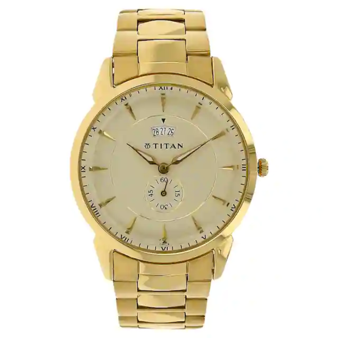 Champagne Dial Golden Stainless Steel Strap Watch NP1521YM02 (C467)