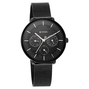 Titan Workwear Black Dial Black Stainless Steel Strap Watch NP2651NM02 - KRISHNA WATCH COMPANY