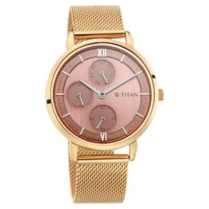 Titan Workwear Watch with Rose Gold Dial Metal Strap - 2652WM01 - KRISHNA WATCH COMPANY